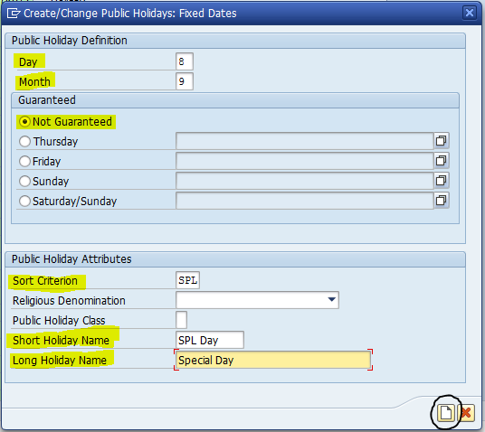 Public holiday creation interface screenshot